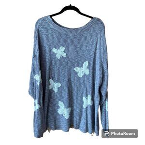 22/24W, Cato Gray Butterfly Knit Sweater Plus Size